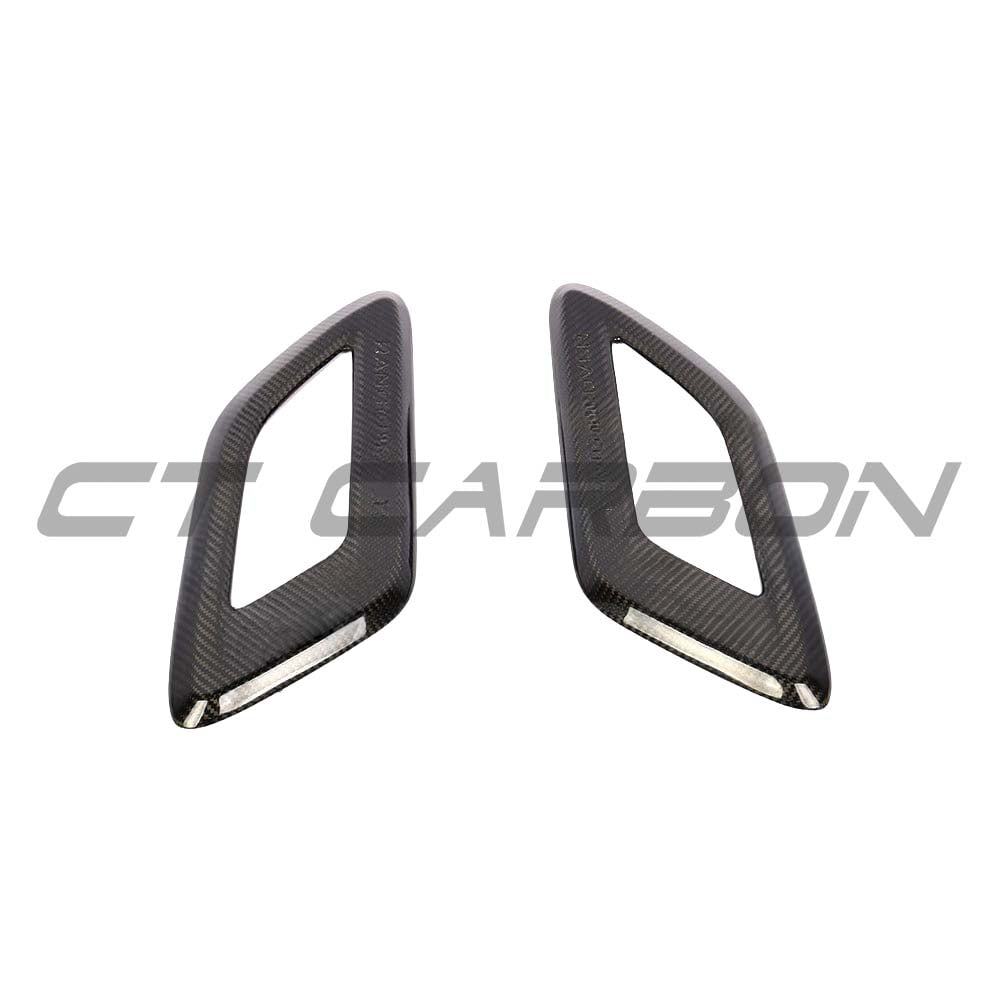 Carbon fibre bonnet intake trim for Range Rover Sport by CT Carbon, showcasing sleek, lightweight accessory design.