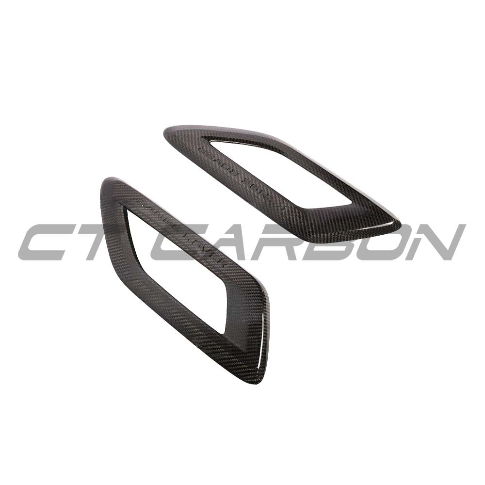 CT Carbon Range Rover Sport carbon fibre bonnet intake trim accessory showing sleek, textured carbon fibre surface and fitting details.