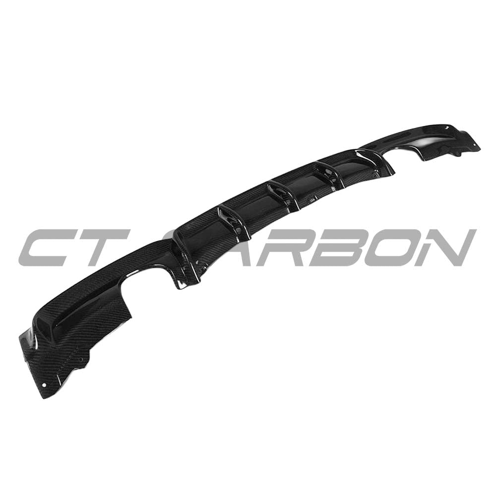 BMW F30 3 Series 2011-2019 CT Carbon full carbon fiber diffuser kit with dual exhaust for sporty appearance.