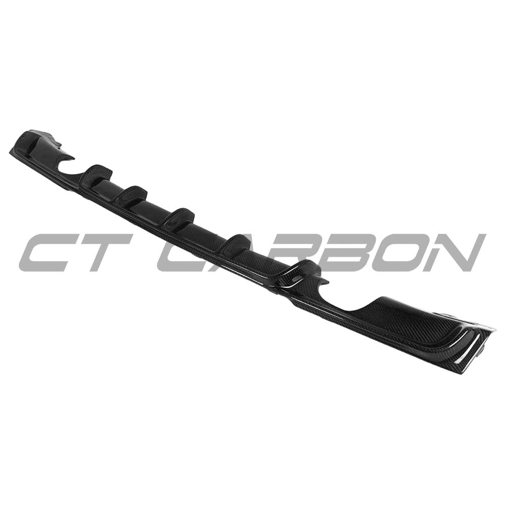 BMW F30 3 Series 2011-2019 CT Carbon full carbon fiber diffuser with dual exhaust tips, designed for sporty enhancement.