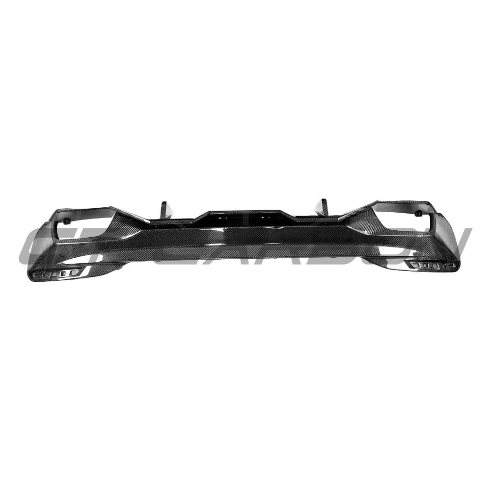 BMW G30 5 Series V6 Carbon Fibre Diffuser kit by CT Carbon, featuring OEM-style M Sport design with sleek carbon fibre finish.
