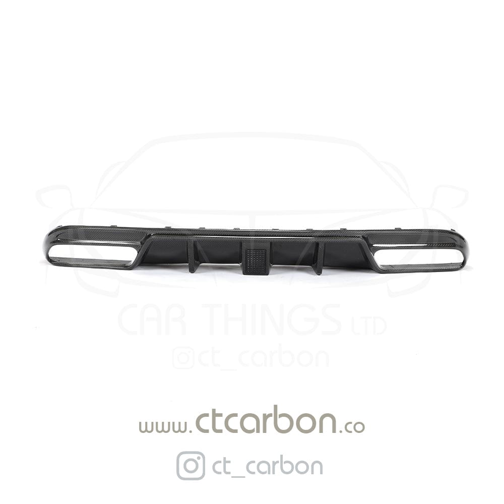 CT Carbon diffuser for Mercedes W205 C63 and C63S saloon, 4-door, showcasing sleek carbon fiber design and aerodynamic styling.