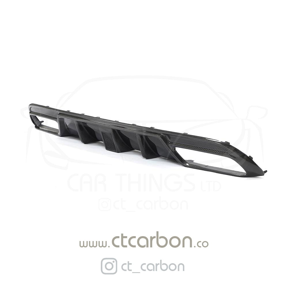 CT Carbon diffuser for Mercedes W205 C63 and C63S saloon, 4-door model, showcasing carbon fiber design and sleek fit.