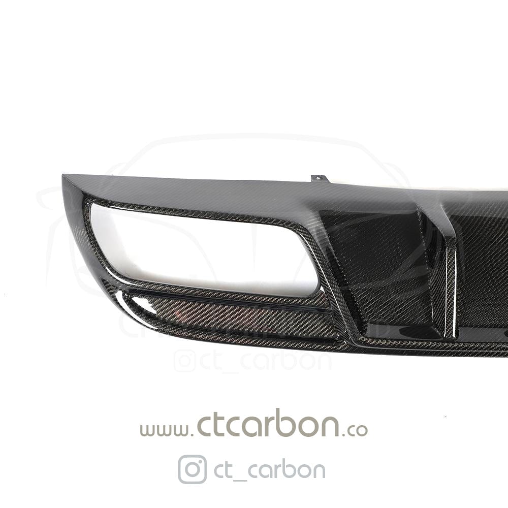 CT Carbon diffuser for Mercedes W205 C63 and C63S saloon, 4-door model, showcasing sleek carbon fiber design.
