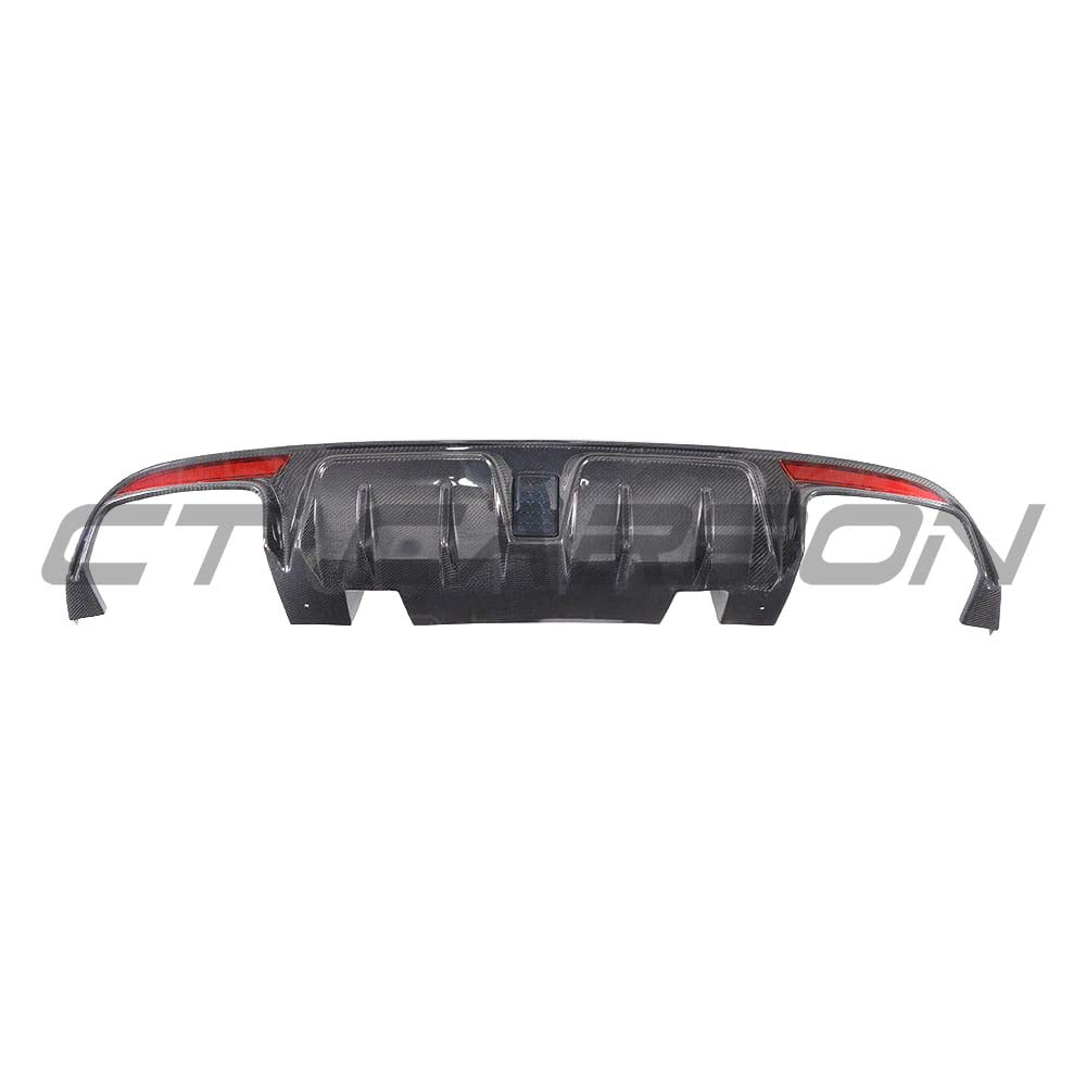 CT Carbon diffuser and exhaust tips for Mercedes W205 C63 and C63S saloon, made from black carbon fibre with B-style design.