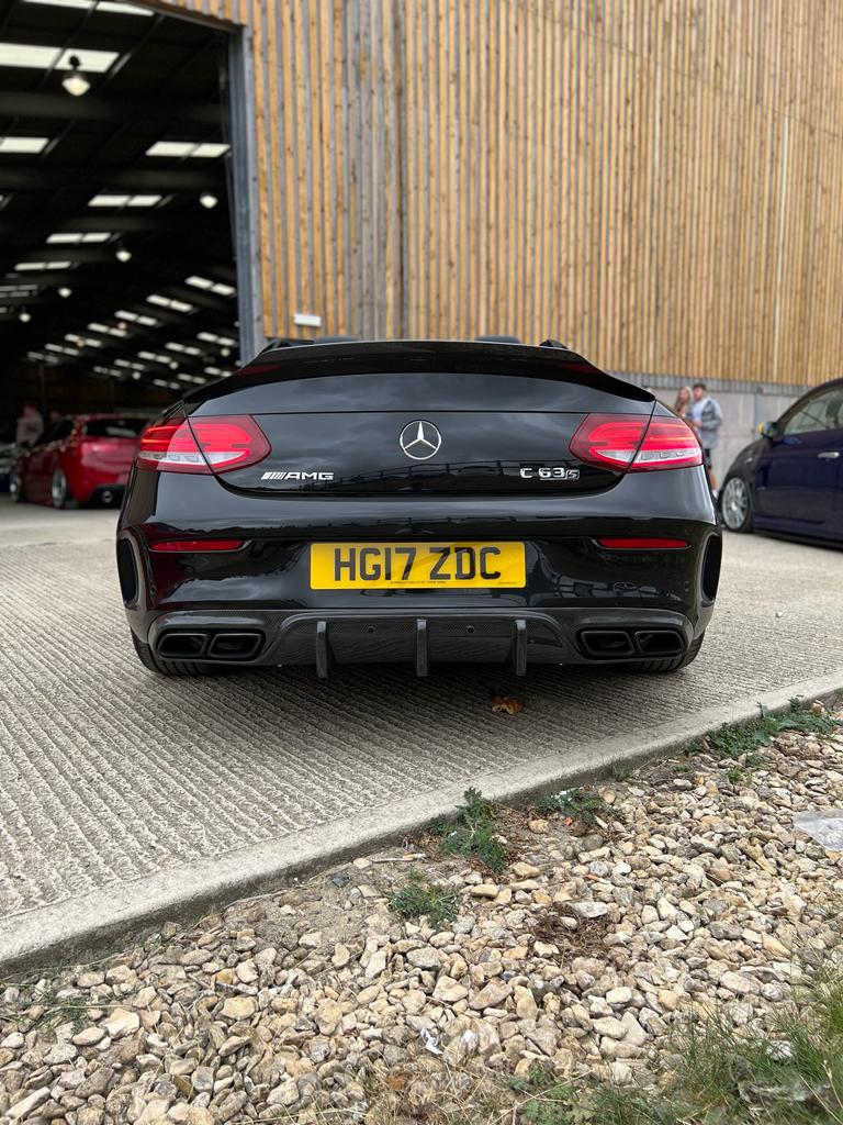 Full carbon fiber kit for Mercedes C63 W205 convertible 2015-2018 by CT Carbon, including body panels and accessories.