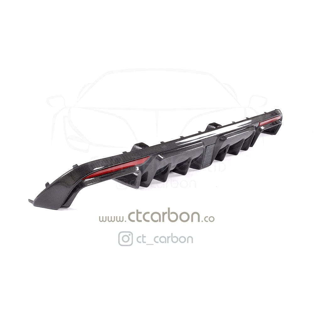Full carbon fibre kit for Mercedes C63 W205 saloon by CT Carbon, featuring B-style design on car body panels and accessories.