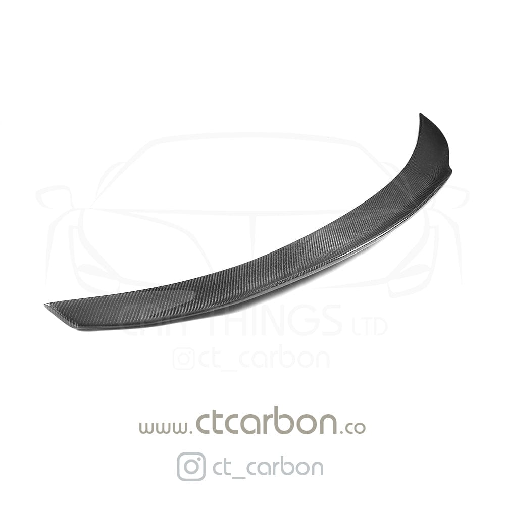 Full carbon fiber kit for Mercedes C63 W205 saloon from CT Carbon, showing front and rear bumper parts with a sleek carbon finish.