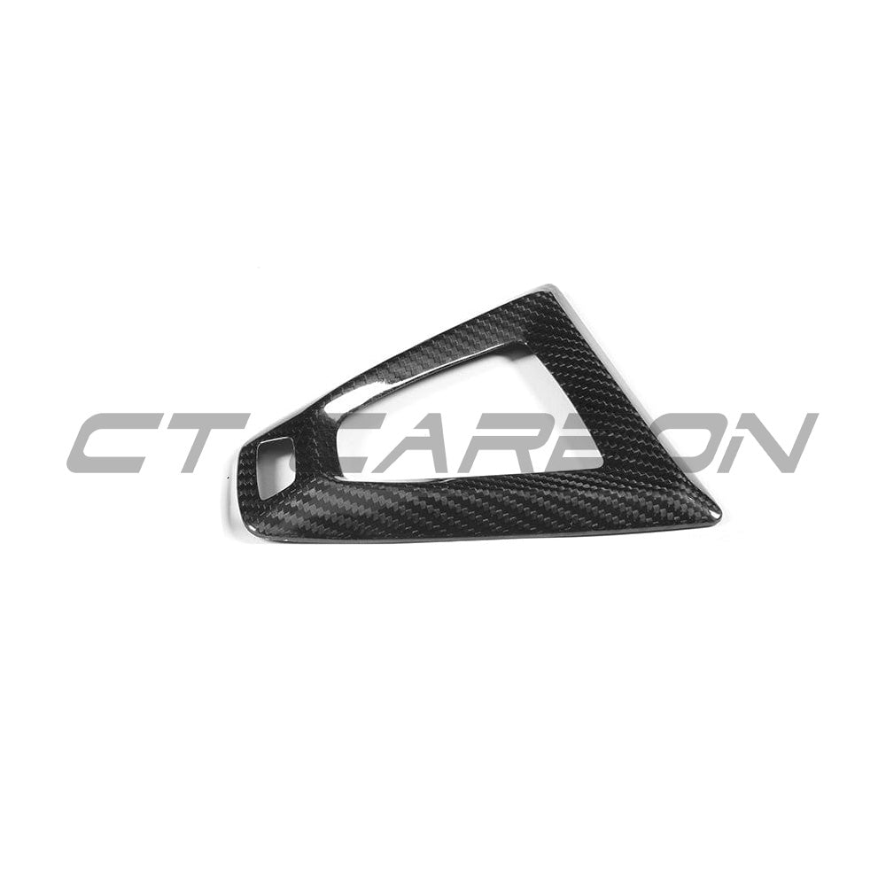 BMW Fxx M car DCT shifter surround set by CT Carbon, RHD interior accessories with carbon fiber finish.