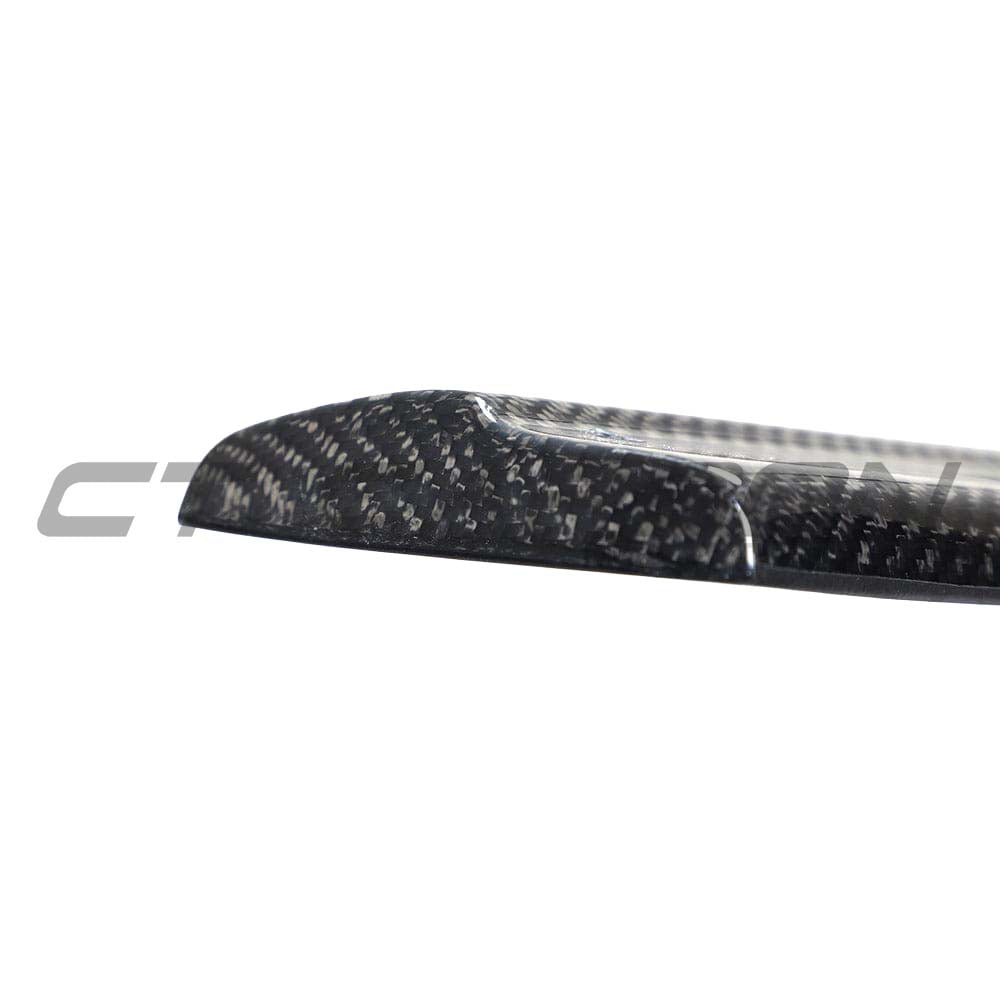 Carbon fibre side skirts for Audi A3/S3/RS3 8V saloon by CT Carbon, showing sleek, aerodynamic design in black finish.