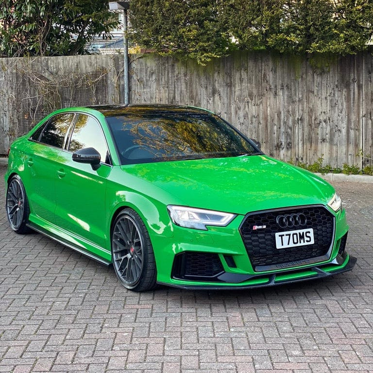 Carbon fibre side skirts for Audi A3, S3, RS3 8V saloon by CT Carbon, showcasing sleek, aerodynamic design for enhanced style.