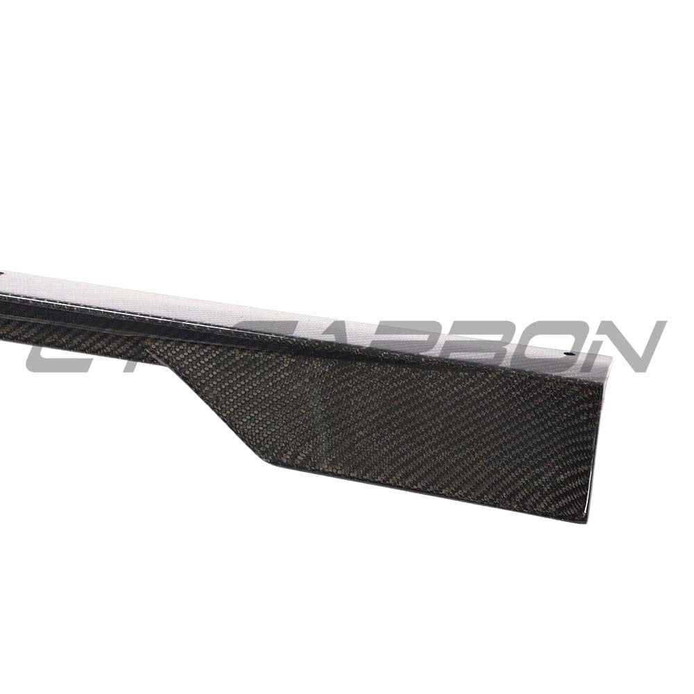 Carbon fibre side skirts for Audi A3/S3/RS3 8V saloon by CT Carbon, shown mounted on the vehicle's side profile.