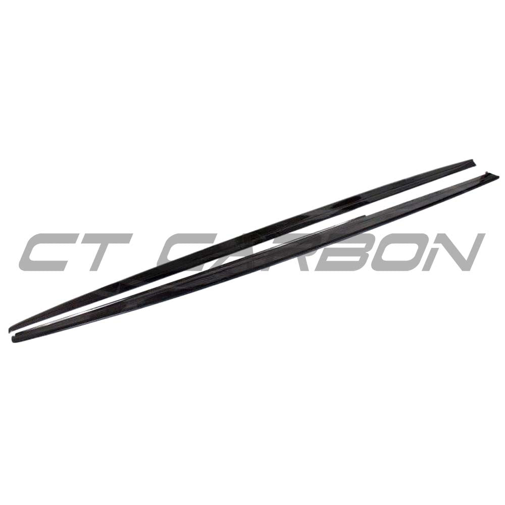 BMW F30 3 Series 2011-2019 CT Carbon side skirts in full carbon fibre, MP style, showcasing sleek automotive side panel design.