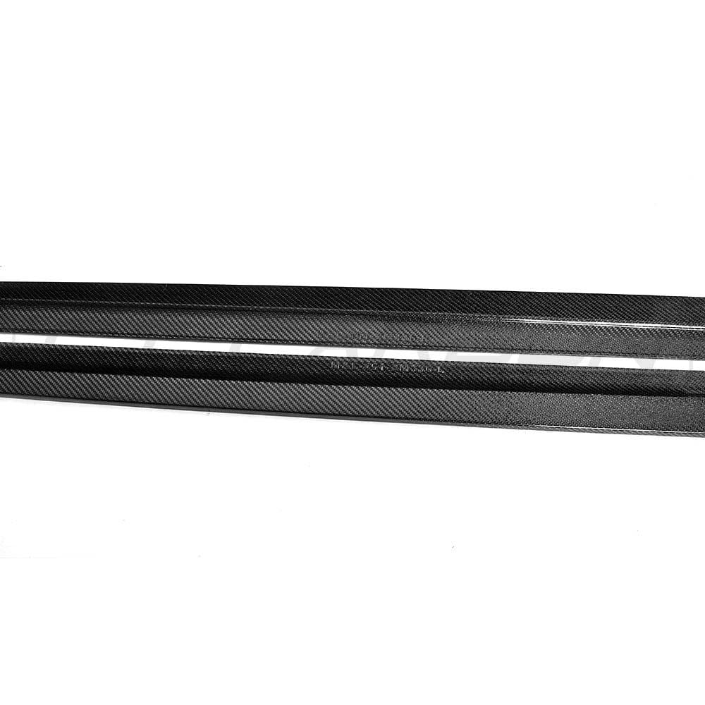 BMW G30 5 Series 2016-2023 carbon fibre side skirts kit by CT Carbon, featuring sleek MP style design on the vehicle.