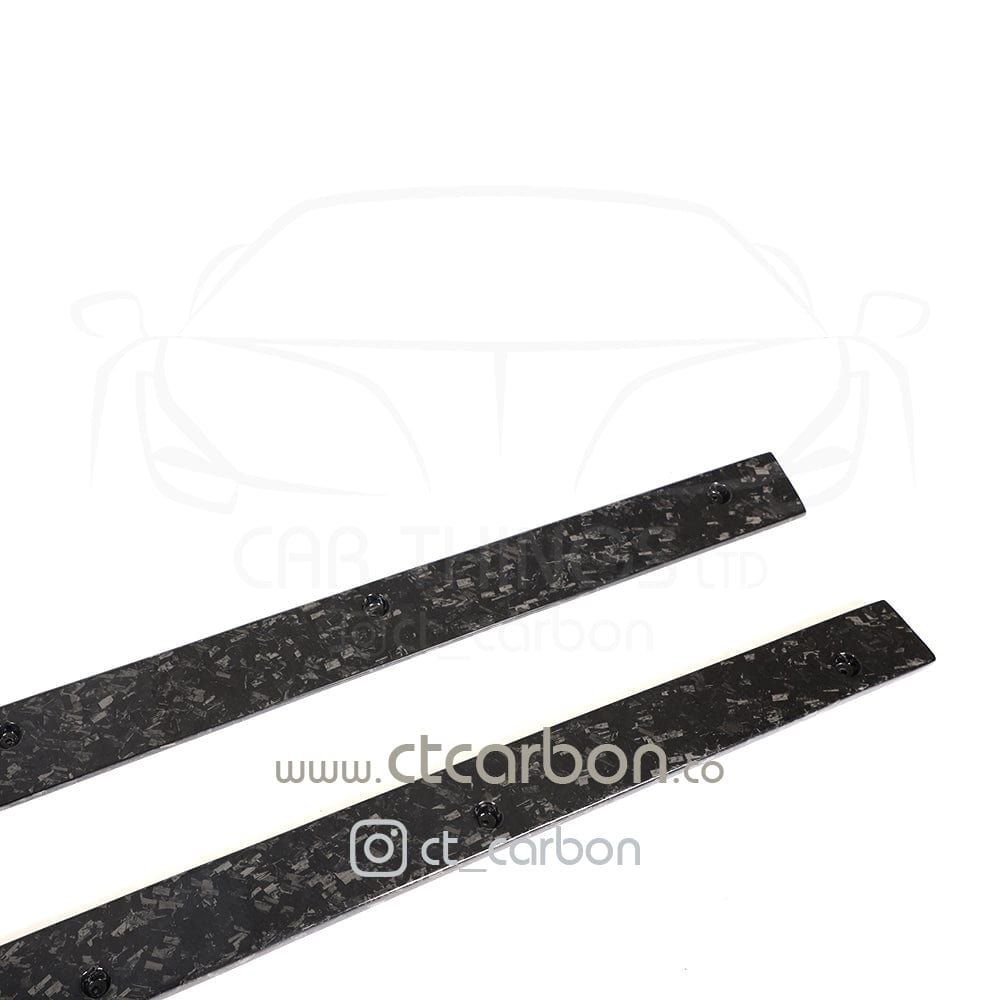 CT Carbon forged carbon fiber side skirts for Mercedes C63 and C63S W205 coupe and saloon, featuring D-style design.