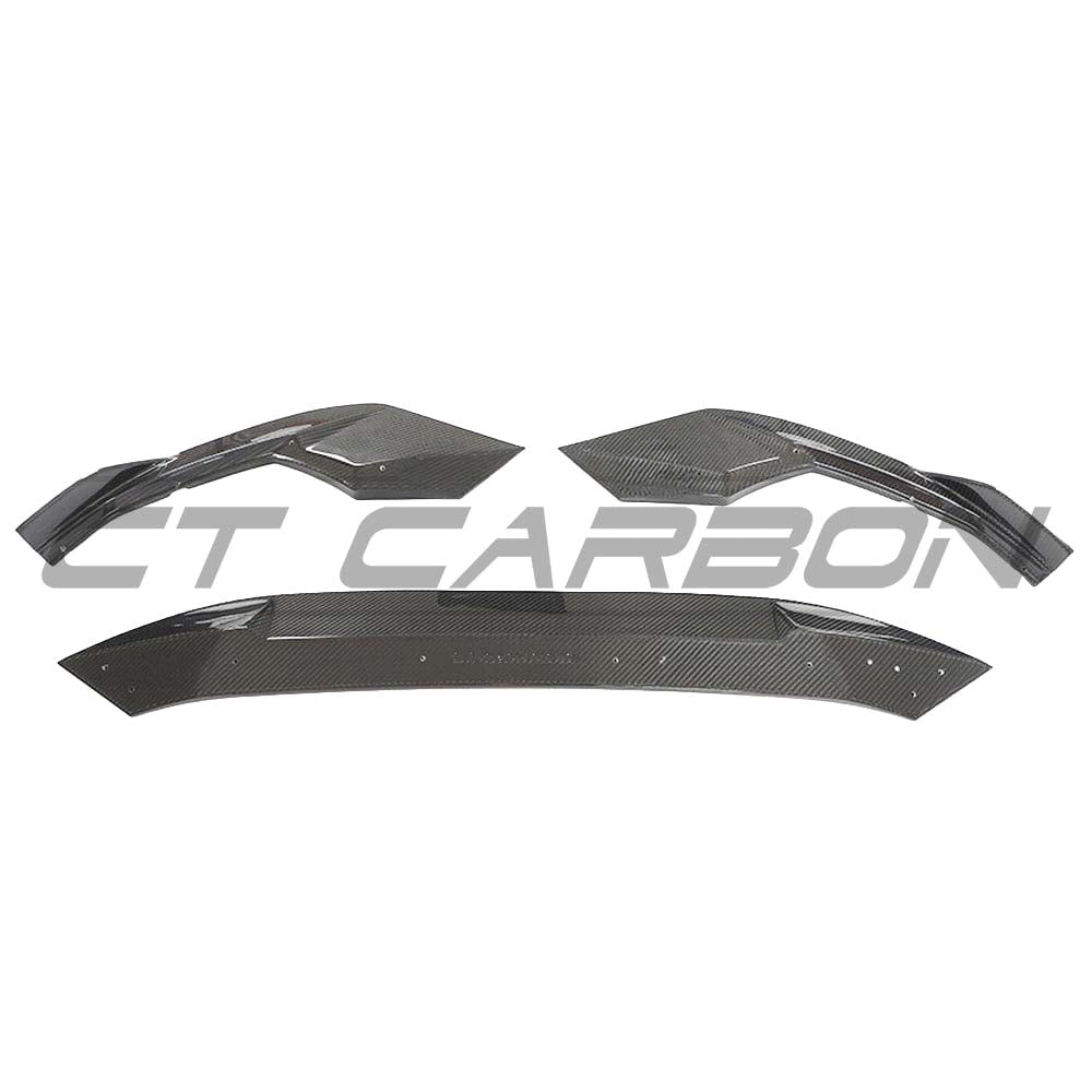 Carbon fibre front splitter kit for Audi A3/S3/RS3 8Y Sportback by CT Carbon, showcasing the sleek, aerodynamic design.