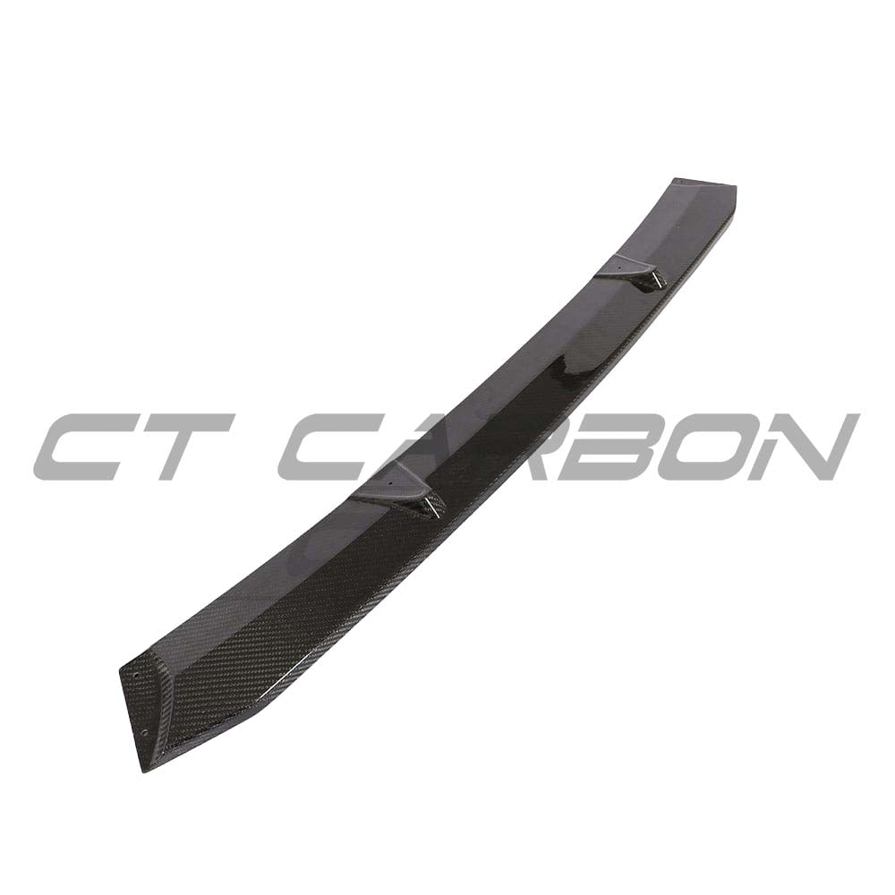 CT Carbon Audi A5 S5 B9 2017-2021 carbon fiber splitter, close-up view showing textured aerodynamic design.