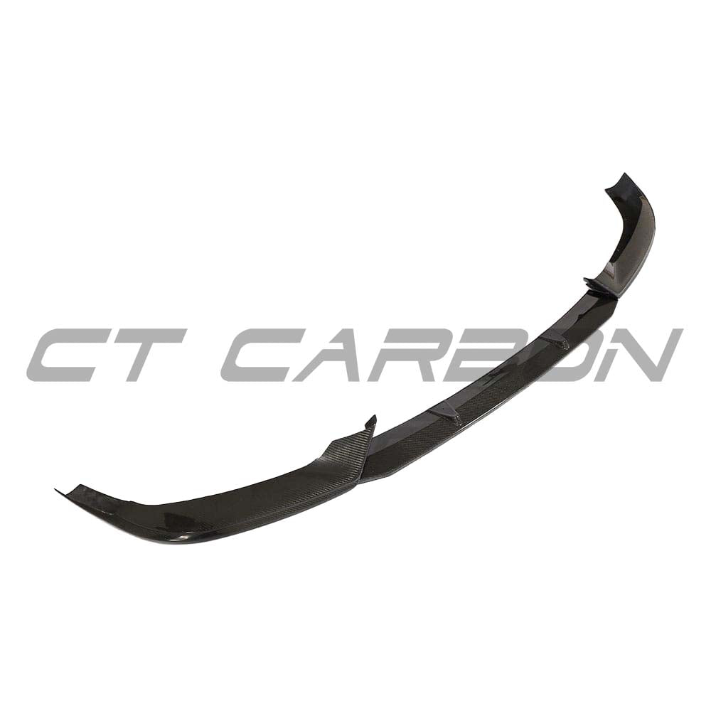 Carbon fibre splitter for Audi A5 S5 B9 2017-2021 by CT Carbon, shown mounted on the front of the vehicle.