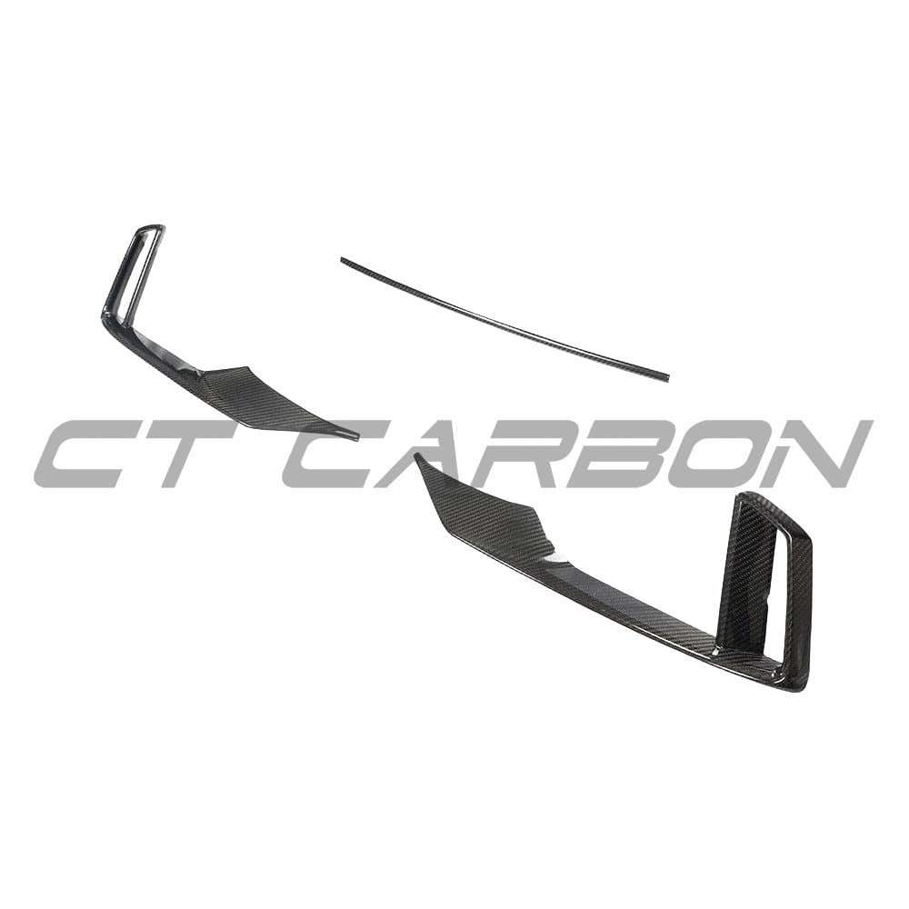 CT Carbon full carbon fibre kit for Audi RS3 8V facelift saloon, including splitters and bumper trims on a sleek sports car.