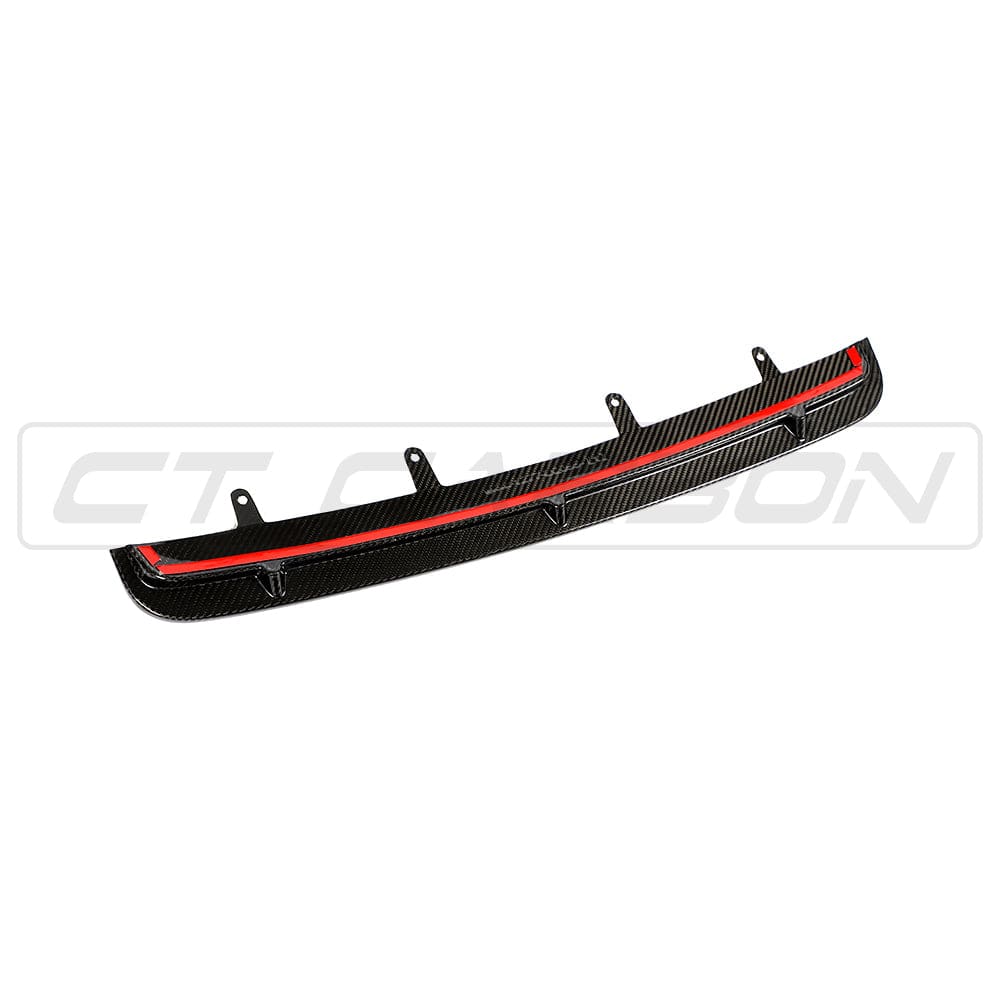 BMW F90 M5 2017+ CT Carbon middle splitter in carbon fibre, showcasing its sleek design and fitment on the vehicle.
