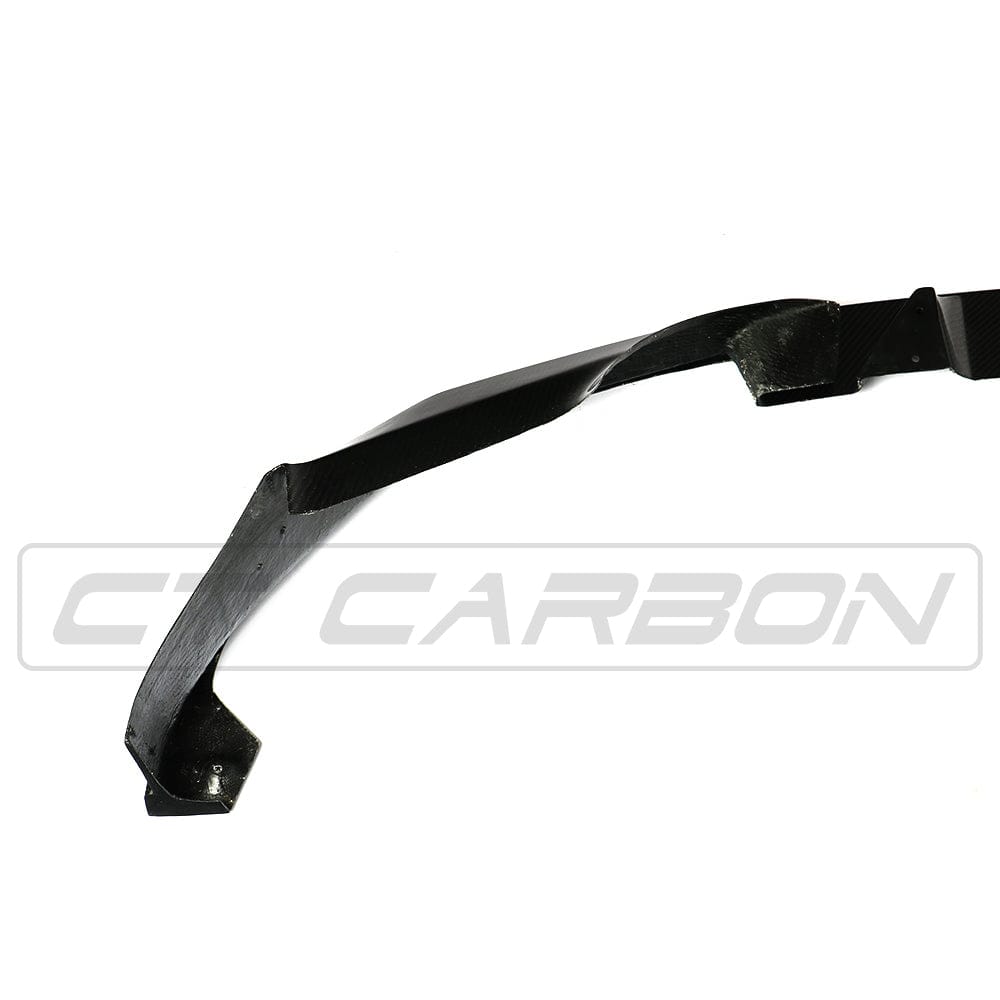 BMW F90 M5 M5C Competition carbon fibre splitter by CT Carbon, showcasing sleek, aerodynamic design and high-quality 3D style finish.