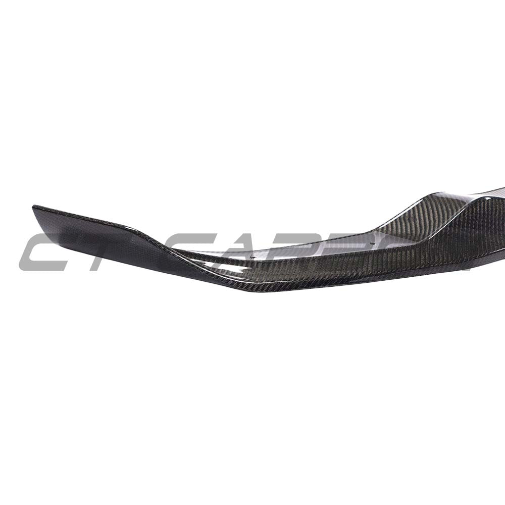 BMW M2 F87 CT Carbon V6 splitter made of carbon fiber, shown attached to the front of the sporty BMW M2 F87.