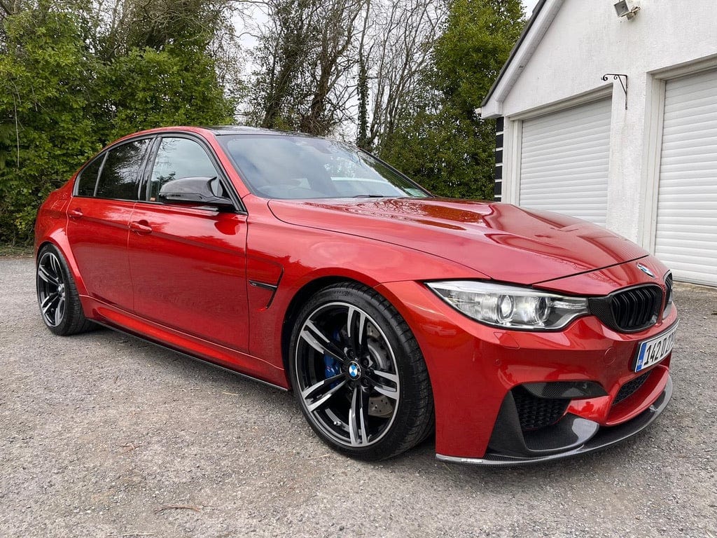 BMW M3 F80 full carbon fibre kit by CT Carbon, including splitter and body parts, showcased on the saloon and coupe models.