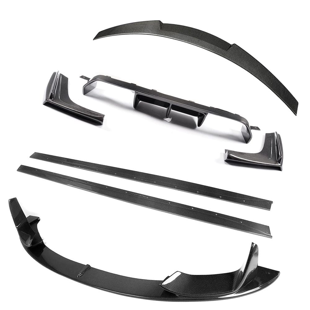 BMW M3 F80 full carbon fiber kit by CT Carbon, featuring splitter and body parts for coupe and saloon models.
