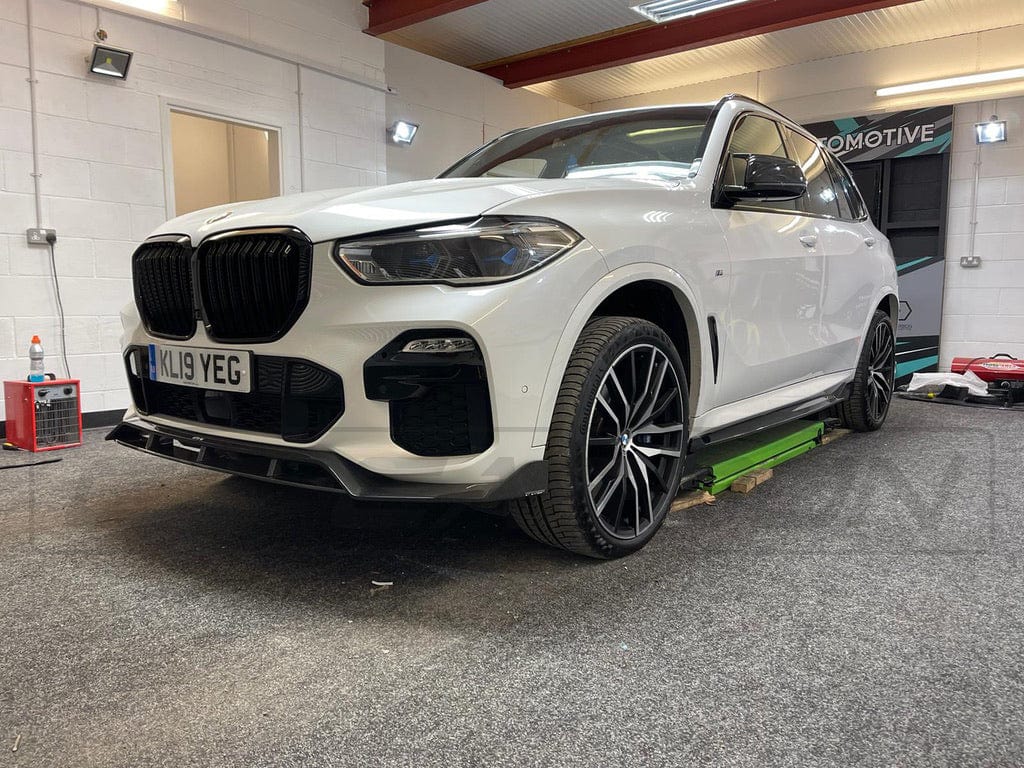 BMW X5 G05 CT Design carbon fibre splitter, front aerodynamic enhancement for improved style and performance.