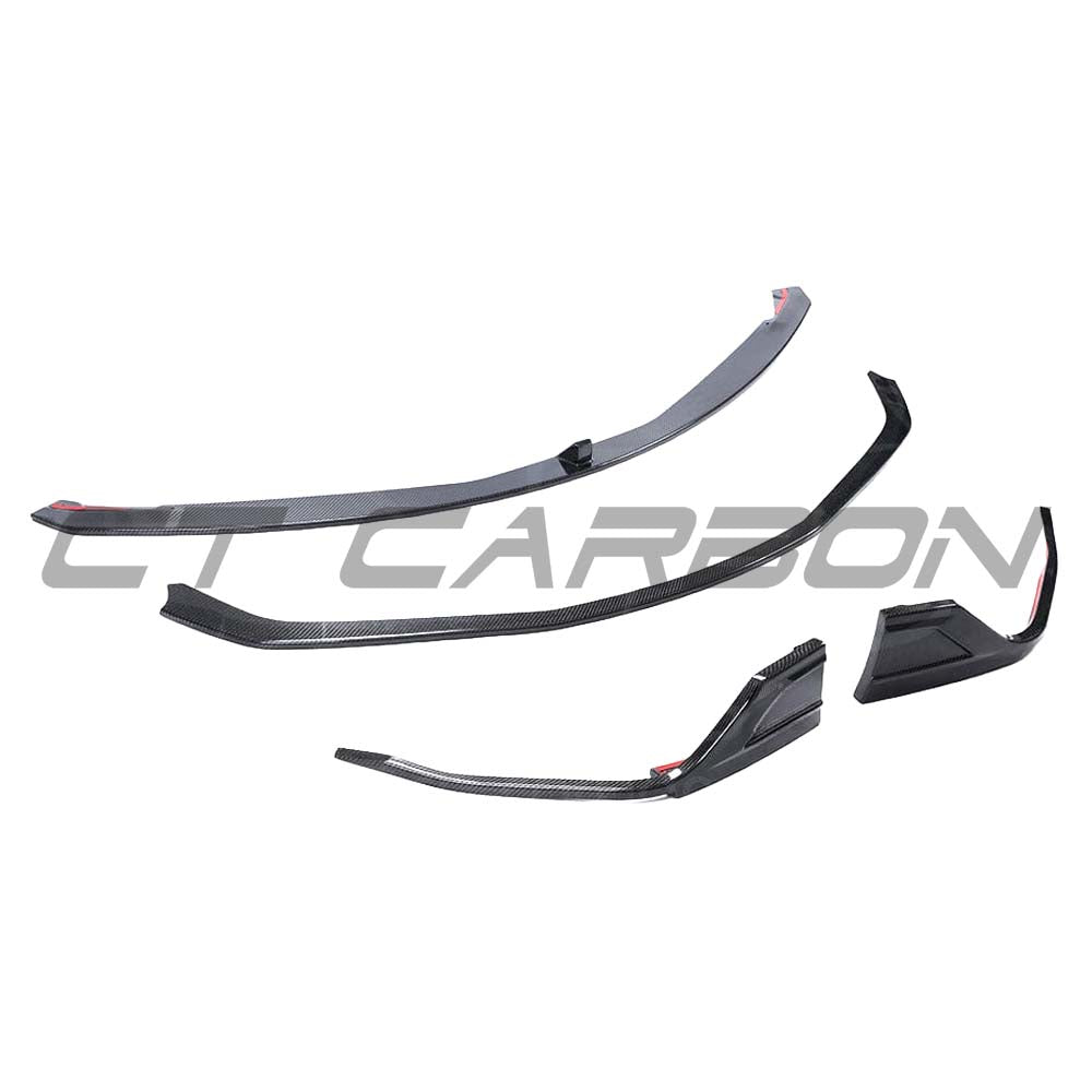Toyota Supra 2019+ A90 full carbon fiber kit with splitter, showcasing lightweight, high-performance carbon fiber components by CT Carbon.