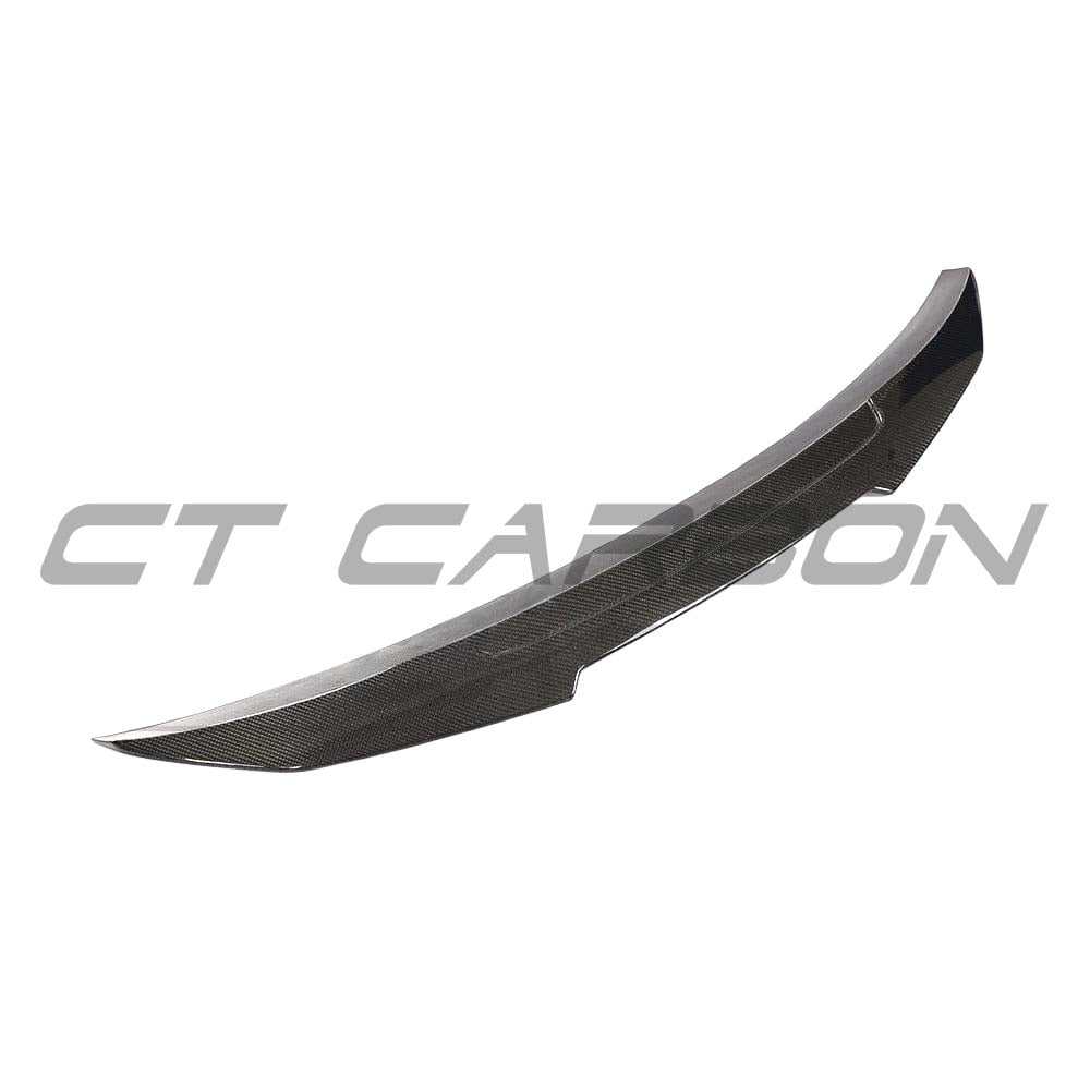 Carbon fibre spoiler for Audi A5/S5 B9 Coupe 2017-2021 by CT Carbon, showing the sleek, aerodynamic design and textured finish.