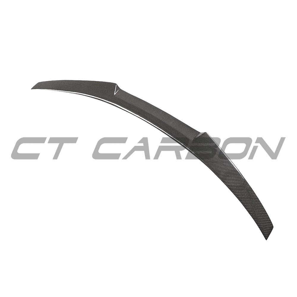 Audi A5/S5 B9 coupe carbon fibre spoiler by CT Carbon, V-style design, shown installed on the car's rear edge.