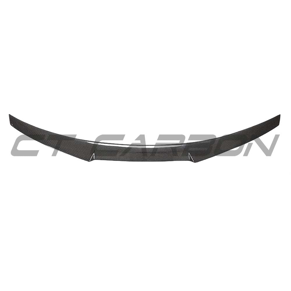 Carbon fiber spoiler for Audi A5/S5 B9 Coupe 2017-2021 by CT Carbon, showcasing sleek V-style aerodynamic design.