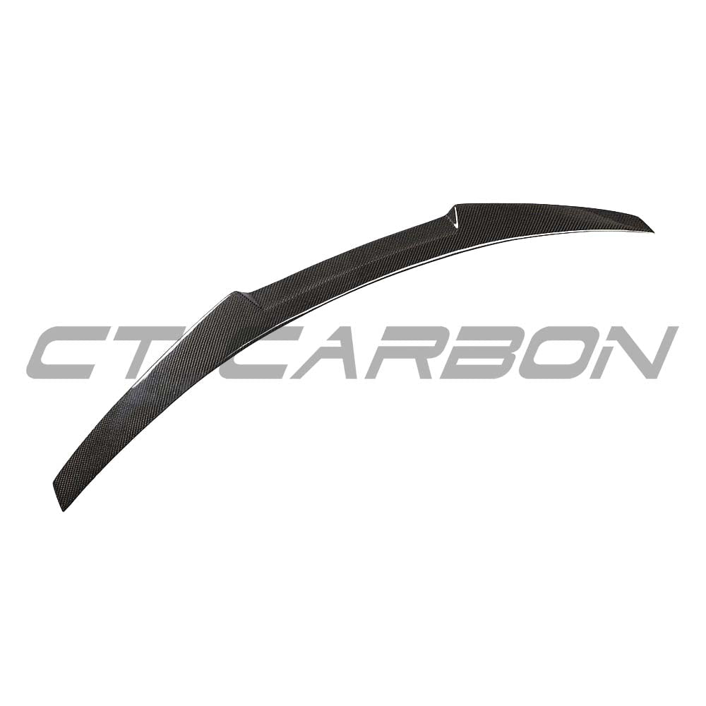 CT Carbon carbon fiber spoiler for Audi A5/S5 B9 coupe 2017-2021, V1 style, shown installed on vehicle with sleek finish.