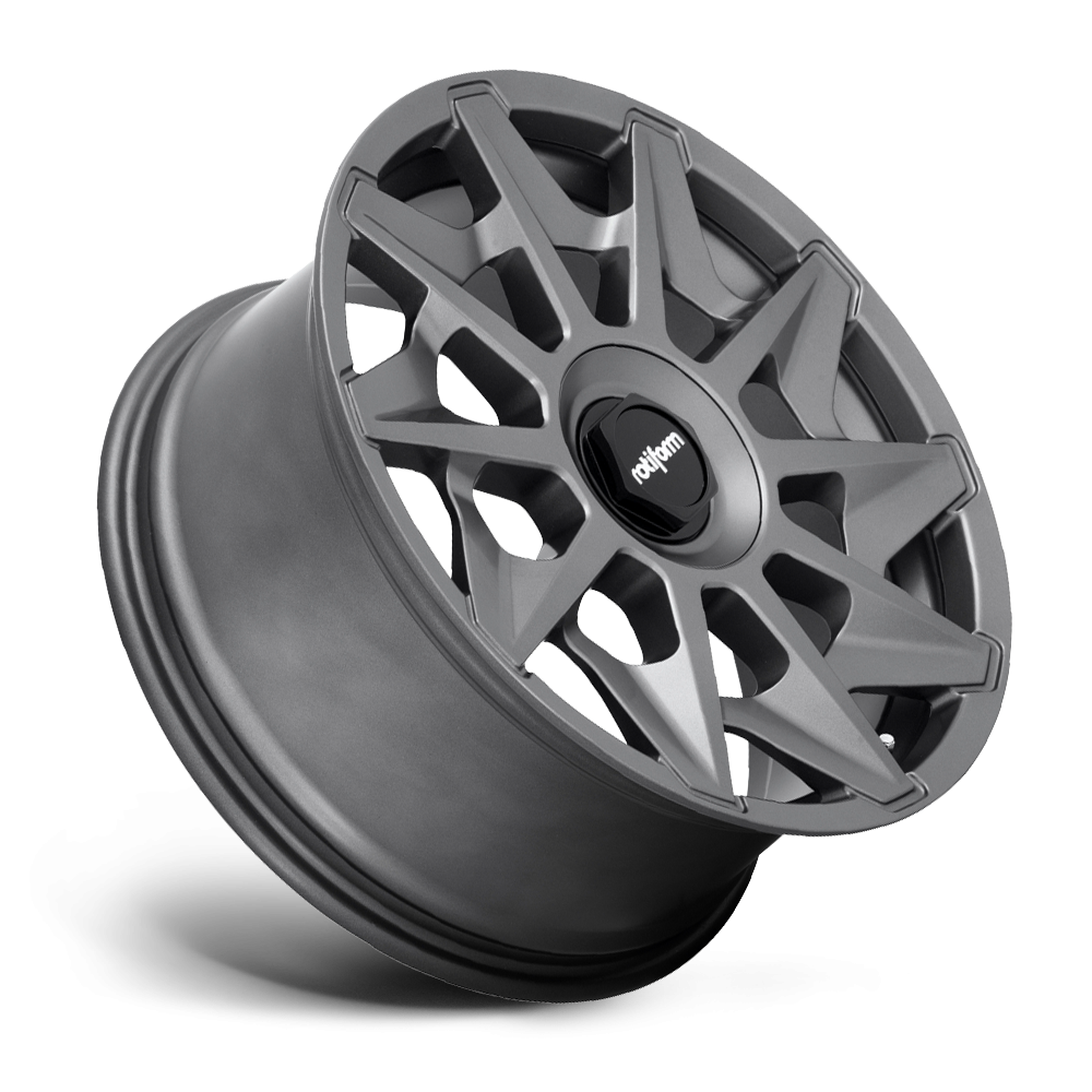 Rotiform CVT wheels in matte anthracite and silver finish, showcasing their stylish multi-spoke design.
