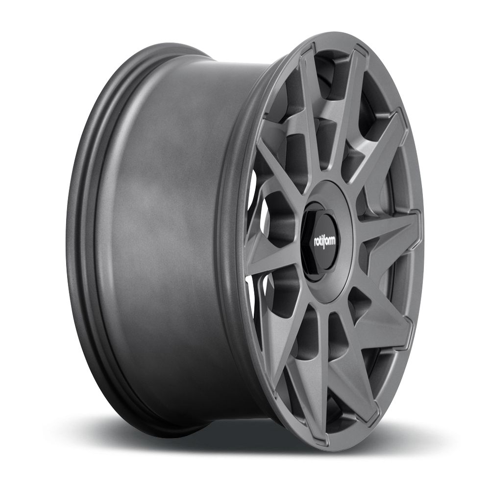 Rotiform CVT black, matte anthracite, and silver wheels with a multi-spoke design, displayed in a close-up view.