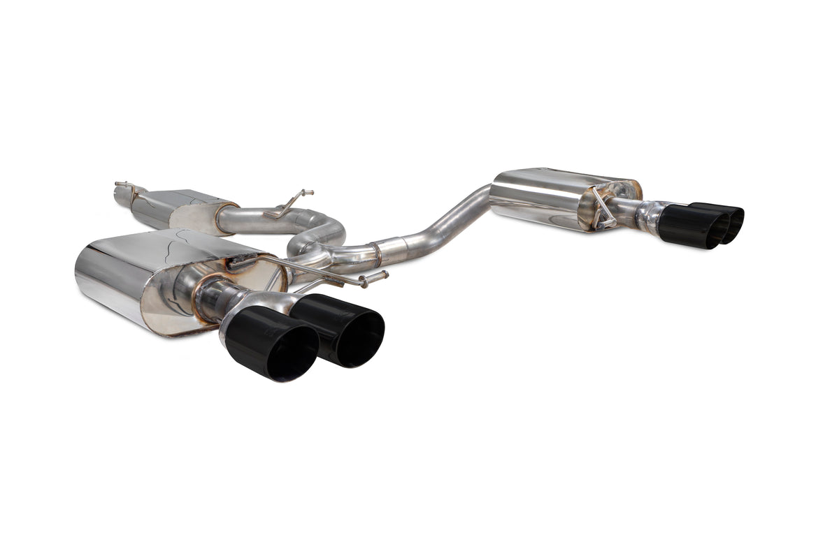 Scorpion Exhausts GPF-Back exhaust system for Seat Leon Cupra ST 300 4Drive, showing the resonated exhaust pipes and tips.