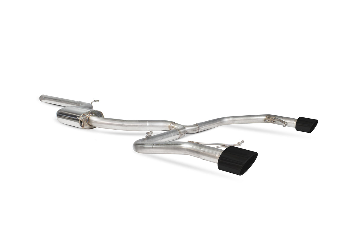 Scorpion Exhausts cat-back exhaust system for Seat Leon Cupra 2.0 Tsi 280/290 ST, non-resonated, black metal finish, visible piping and muffler