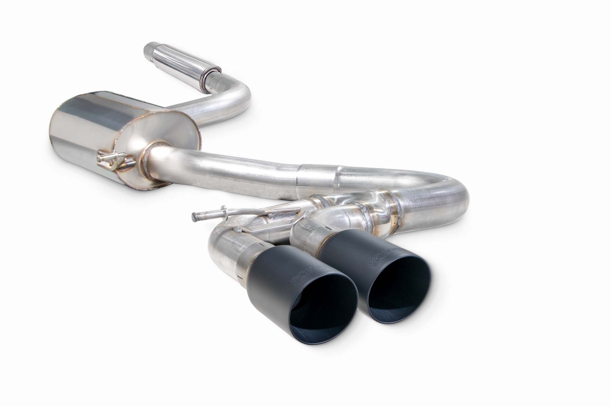 Scorpion Volkswagen Golf Mk7.5, 1.5 TSI Resonated Cat-Back Exhaust - product view - Black Ceramic Daytona 90mm