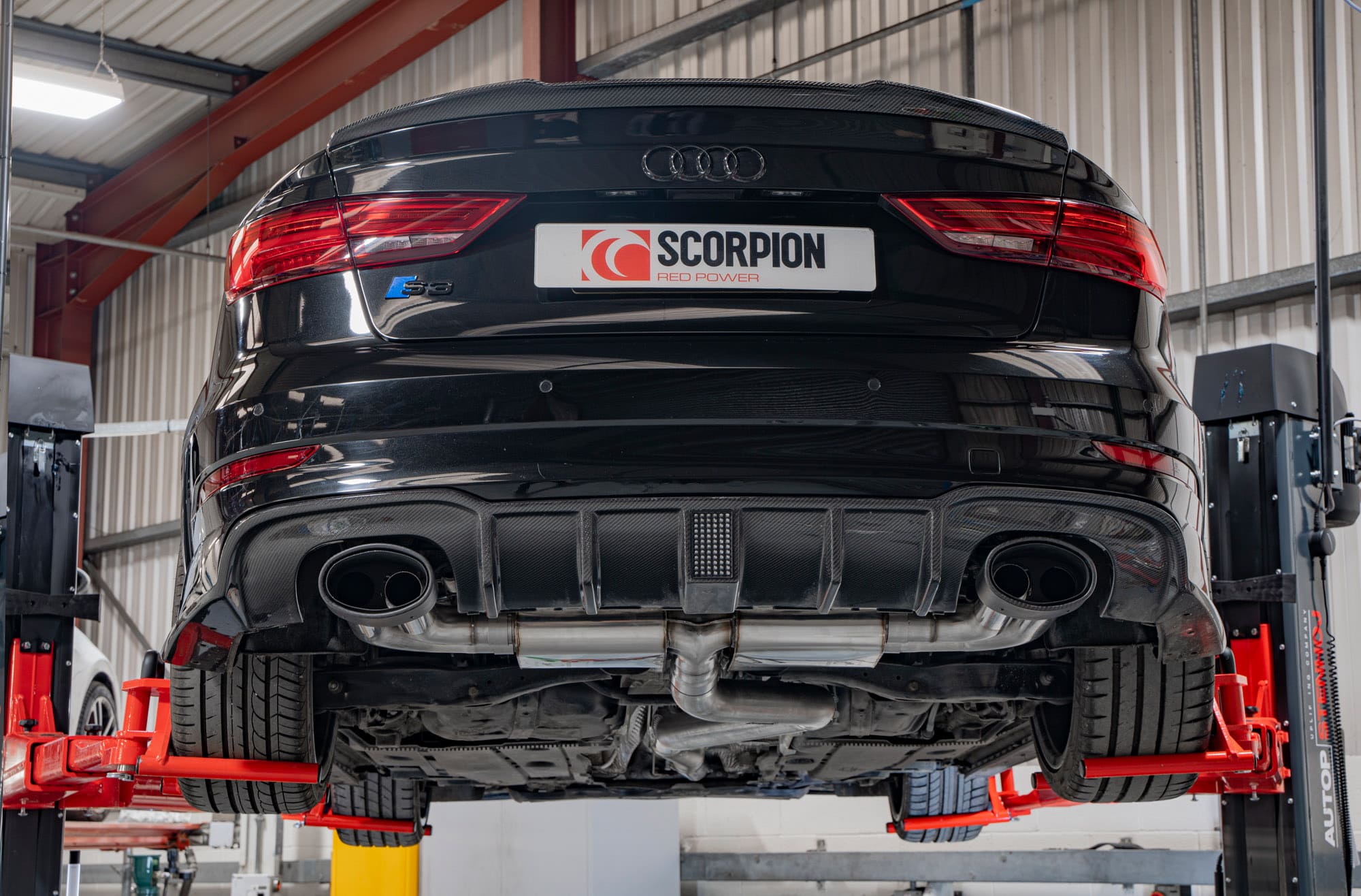 Scorpion Audi S3 8V Saloon Non-Res GPF-Back Exhaust - rear detail view
