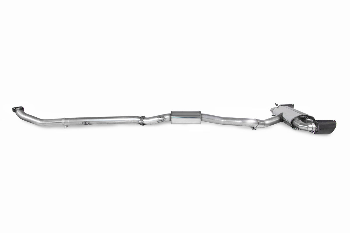 Scorpion Toyota GR Yaris GPF-Back Exhaust System, pre-facelift circuit pack resonated exhaust, shown installed on the vehicle.