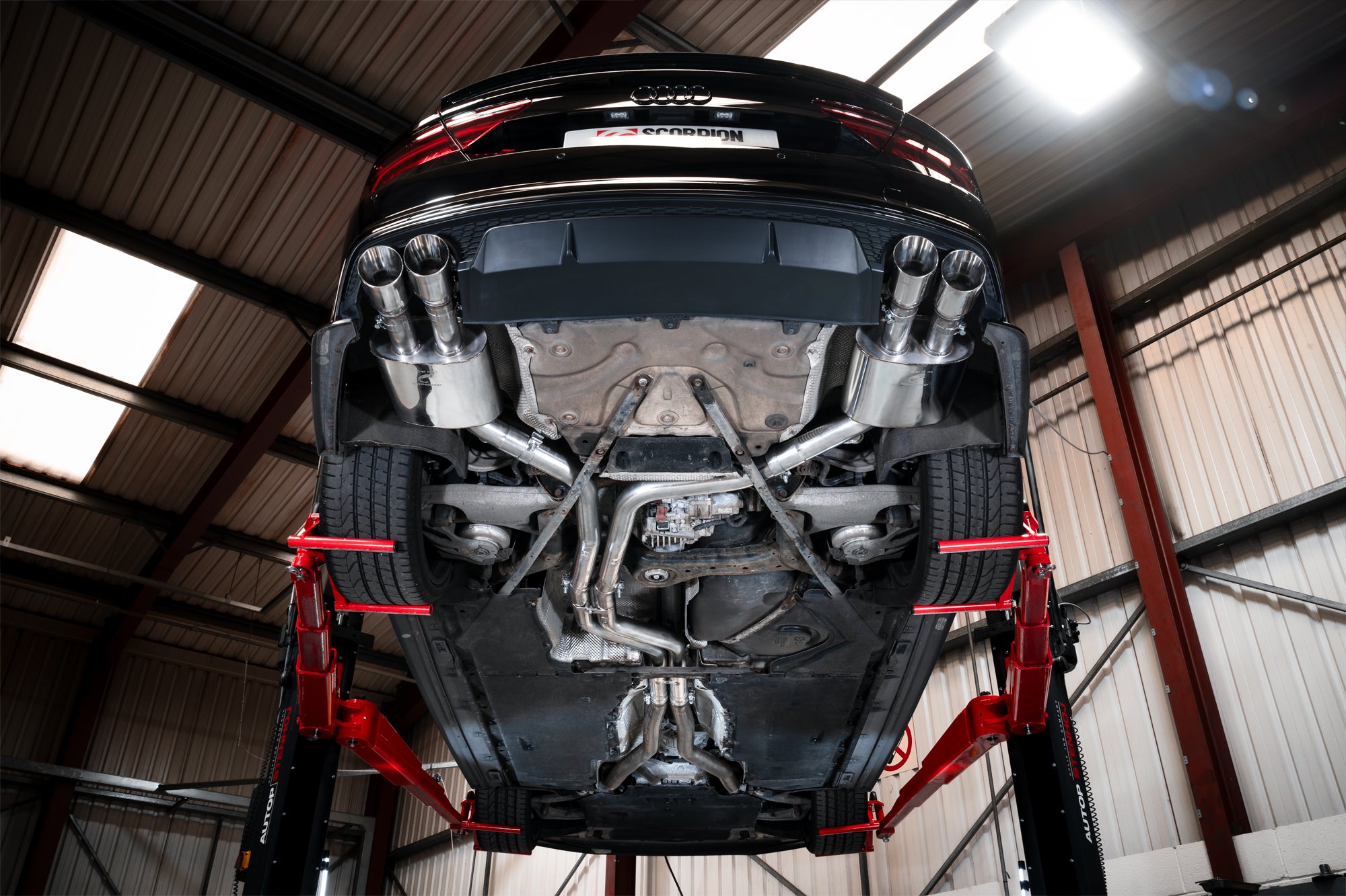 Scorpion Audi S6 S7 C7 Non-Res Half Exhaust System - rear detail view