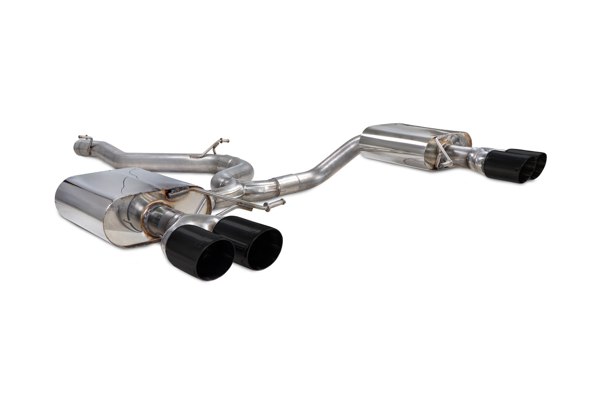 Scorpion Exhausts GPF-Back Exhaust System for Seat Leon Cupra ST 300 4Drive, non-resonated, showcasing the polished exhaust pipes.