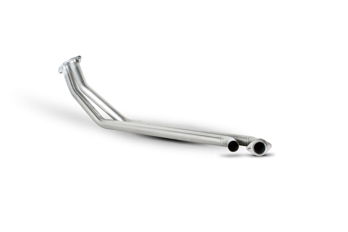 Scorpion BMW 325 E30 full exhaust system including cabrio and touring models, with polished metal pipes and muffler.