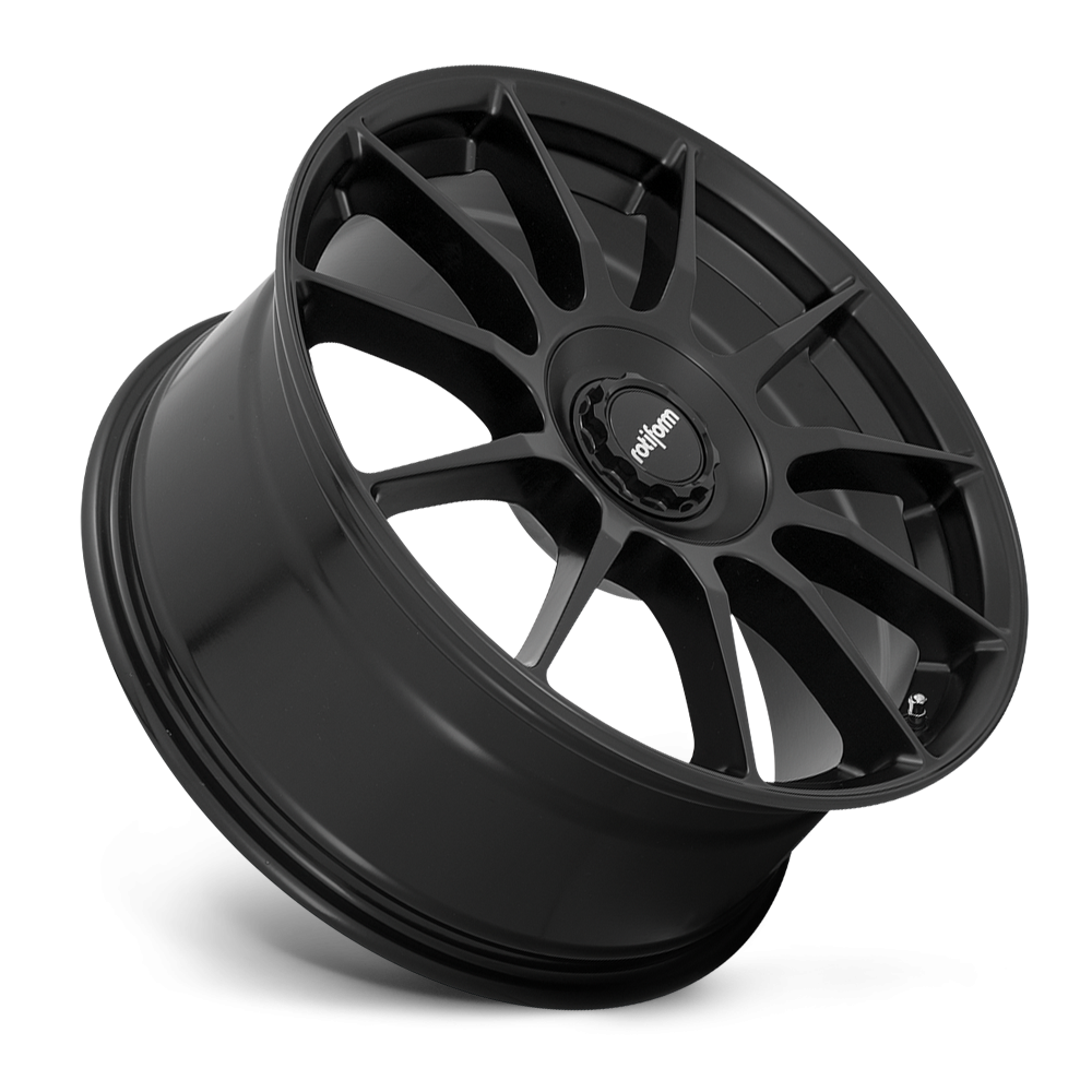 Rotiform DTM black and silver alloy wheels, 19-inch size, matte black finish with silver accents, featuring a multi-spoke design.