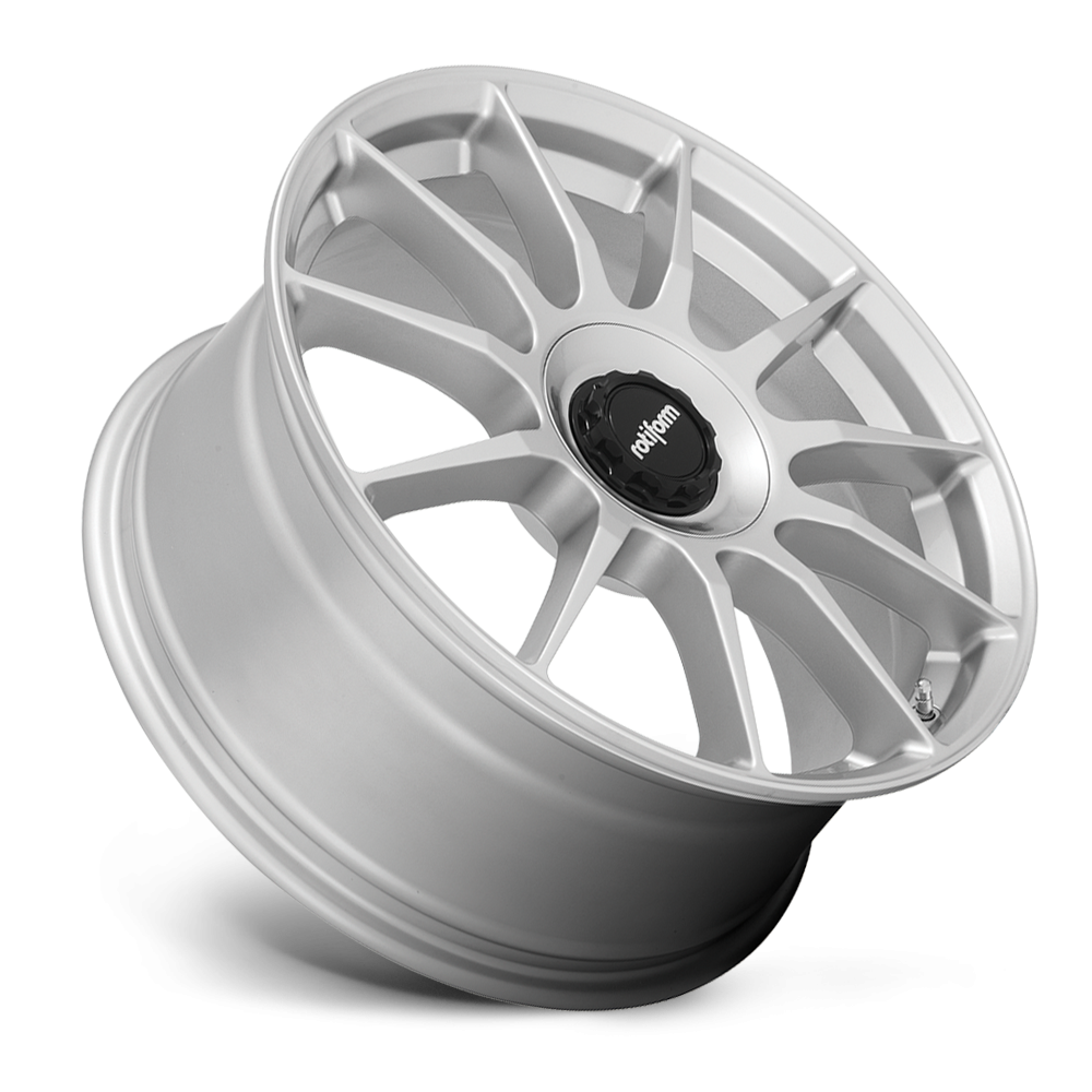 Rotiform DTM black and silver 19-inch alloy wheels with silver finish and ET45 offset, designed for high-performance vehicles.