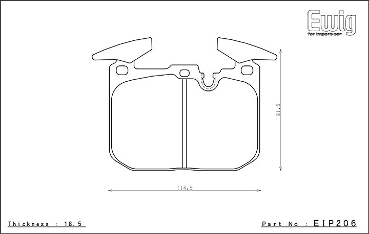 Endless EIP206 front brake pad application image for BMW F2X and F8X models.