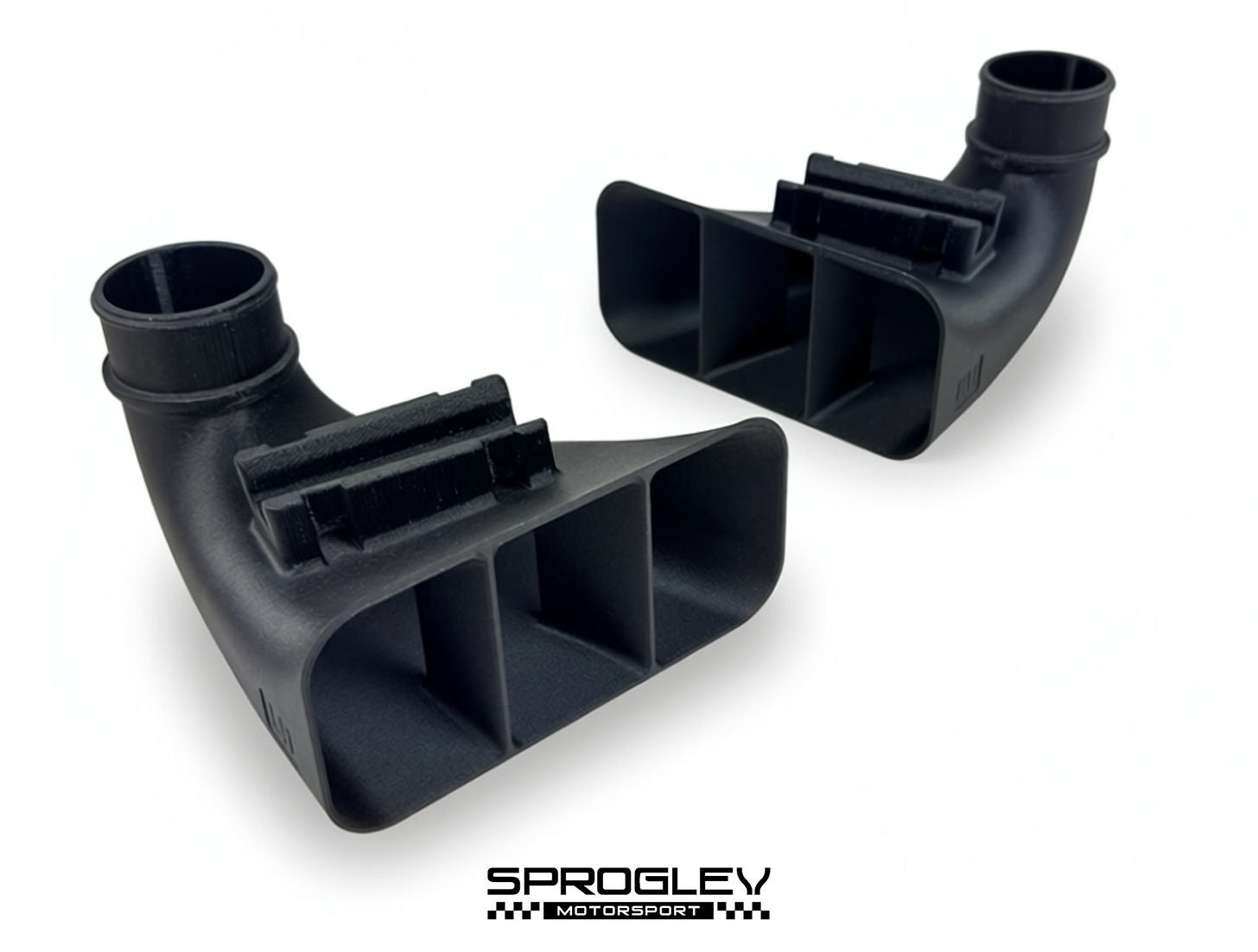 Sprogley Motorsport BMW F8X brake ducts from the Pinnacle Complete Lower Arm Brake Cooling Kit, showing detailed duct components
