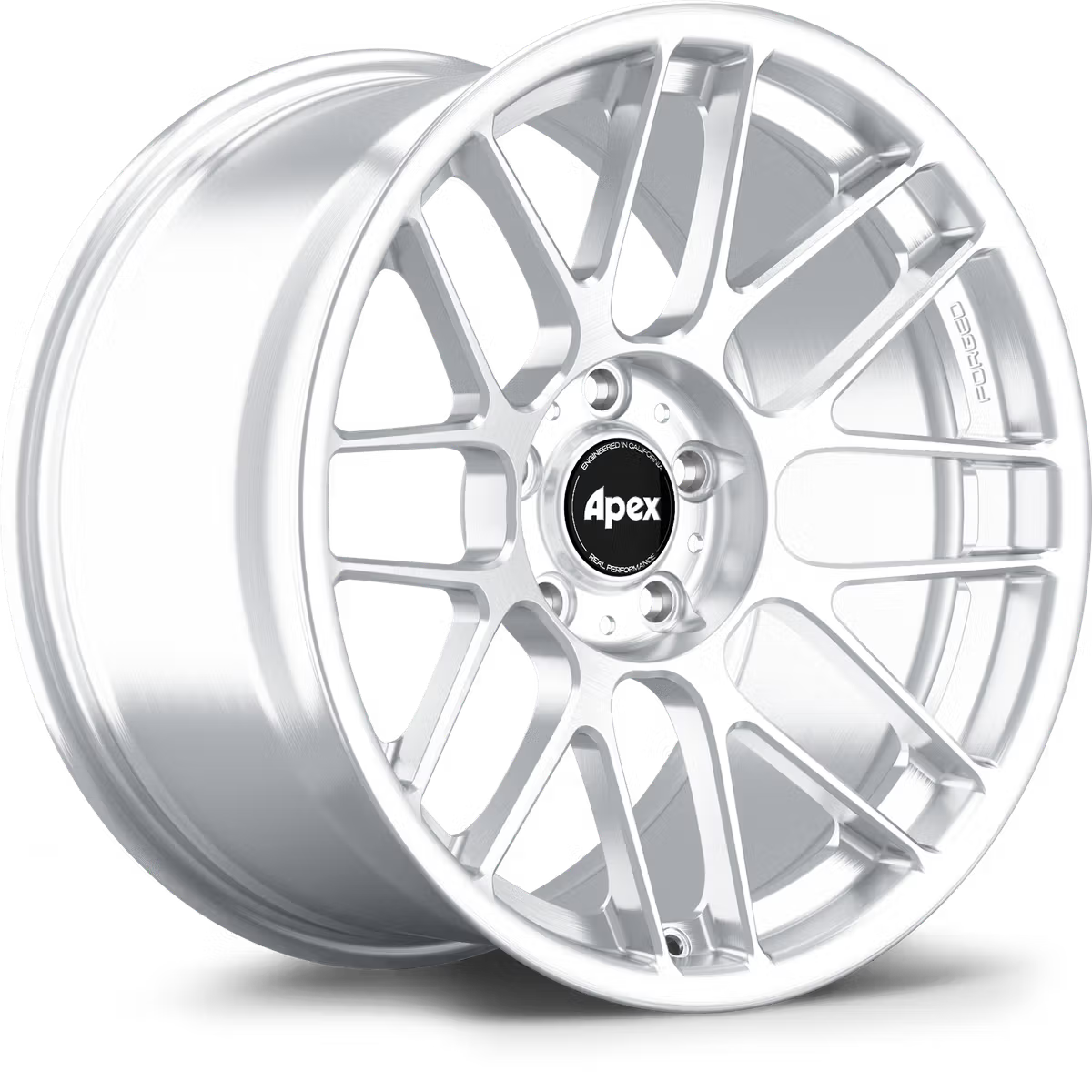 Apex ARC-8RT forged alloy wheels with a sleek multi-spoke design, shown in a close-up view highlighting the wheel’s finish and construction.