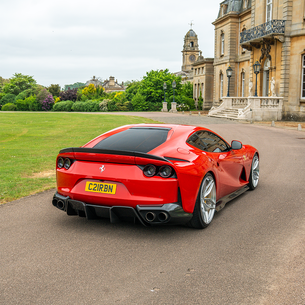 Carbon fibre spoiler kit for Ferrari 812 Superfast by CT Design, featuring sleek lightweight carbon fibre components.
